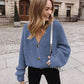 Sexy V-neck Knitted Women Cardigan - Casual Buttons Sleeve Sweater Cardigan - Elegant Tops (TP4)(TB8C)