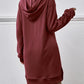 Slit Long Sleeve Hooded Dress with Pocket (MWBT) T - Deals DejaVu