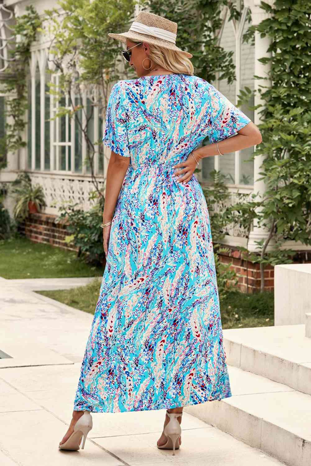 Multicolored V-Neck Maxi Dress (BWMT) T - Deals DejaVu