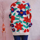 Floral Print Round Neck Drop Shoulder Sweater - Deals DejaVu