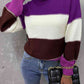 Color Block Lantern Sleeve Turtleneck Sweater - Deals DejaVu