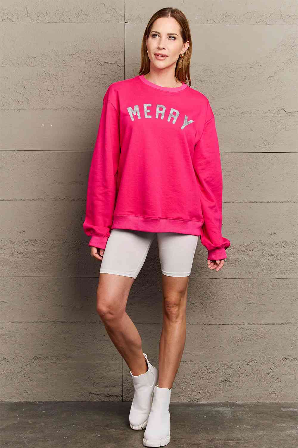 Simply Love Full Size MERRY Graphic Sweatshirt
