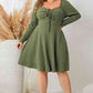 Plus Size Sweetheart Neck Long Sleeve Ribbed Dress