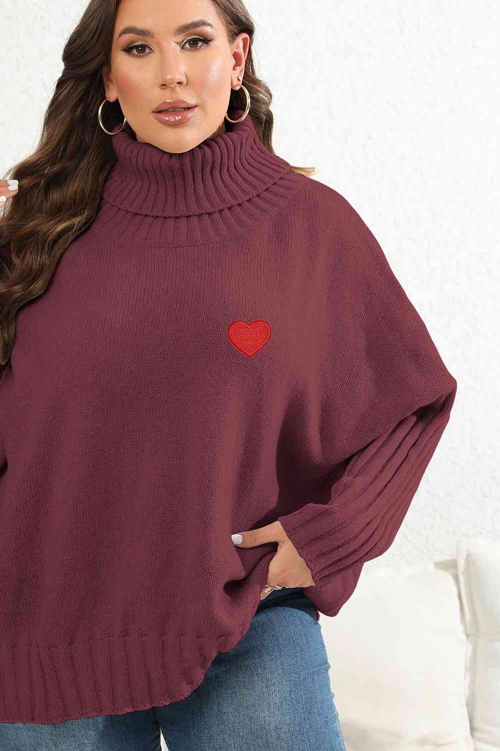 Plus Size Turtle Neck Long Sleeve Sweater - Deals DejaVu