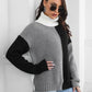 Contrast Turtleneck Long Sleeve Sweater - Deals DejaVu