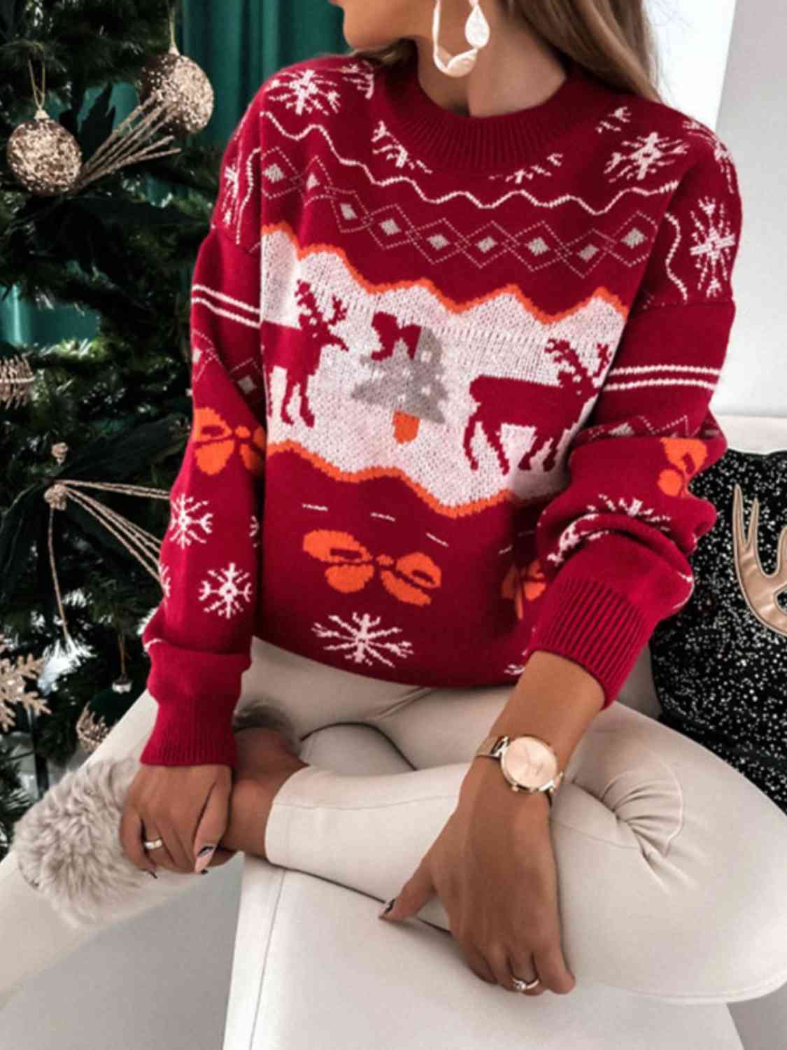 Reindeer Round Neck Sweater