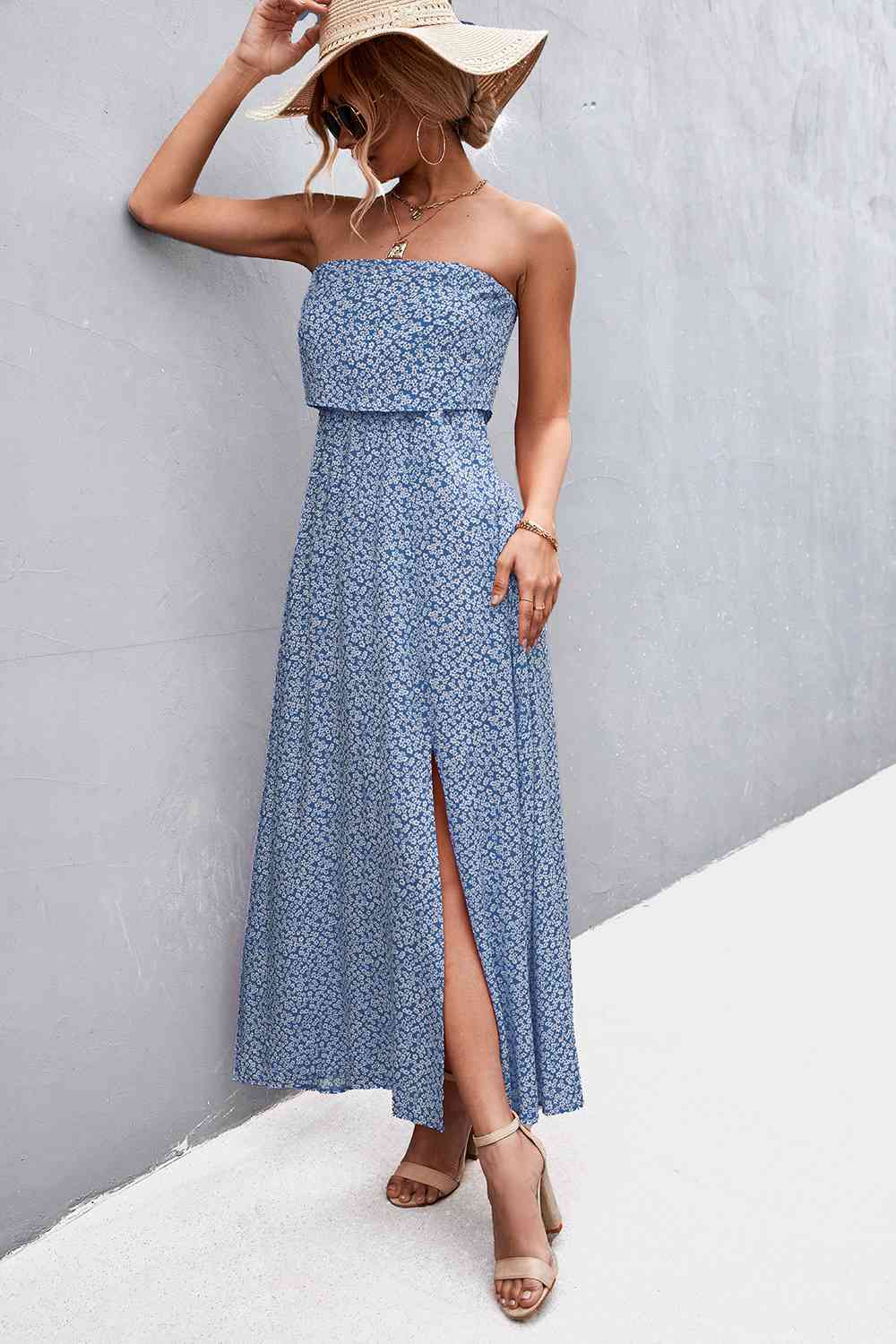 Strapless Split Maxi Dress (BWMT) T - Deals DejaVu