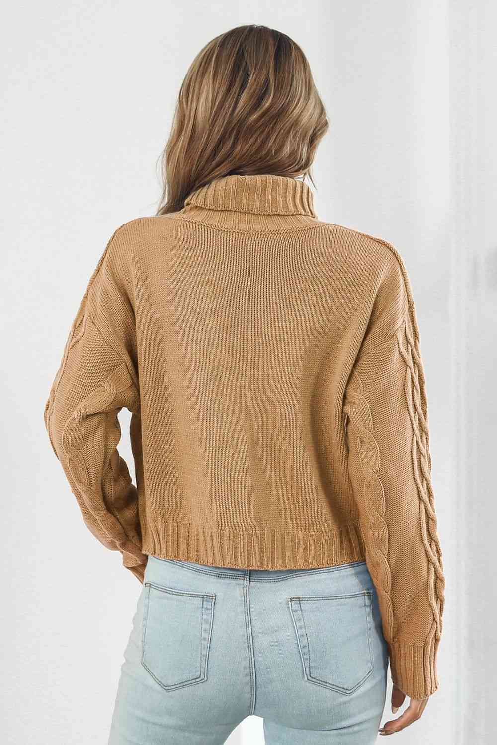 Turtleneck Dropped Shoulder Sweater - Deals DejaVu