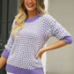 Printed Round Neck Dropped Shoulder Sweater - Deals DejaVu