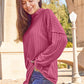 Basic Bae Full Size Ribbed Exposed Seam Mock Neck Knit Top
