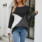 Color Block Round Neck Sweater