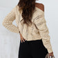 Full Size Openwork Cable-Knit Round Neck Knit Top