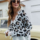Animal Print Distressed V-Neck Drop Shoulder Sweater - Deals DejaVu