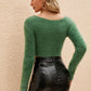 Surplice Long Sleeve Cropped Sweater - Deals DejaVu