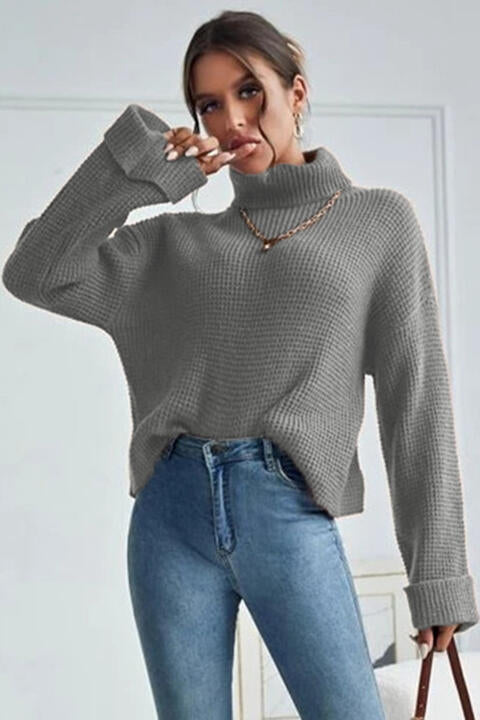 Turtleneck Long Sleeve Sweater - Deals DejaVu