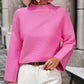 Mock Neck Dropped Shoulder Pullover Sweater