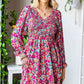 Floral Smocked V-Neck Flounce Sleeve Dress (MWBT) T - Deals DejaVu