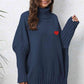 Turtle Neck Long Sleeve Ribbed Sweater - Deals DejaVu