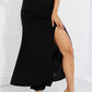 White Birch Full Size Up and Up Ruched Slit Maxi Skirt in Black (TB7) T