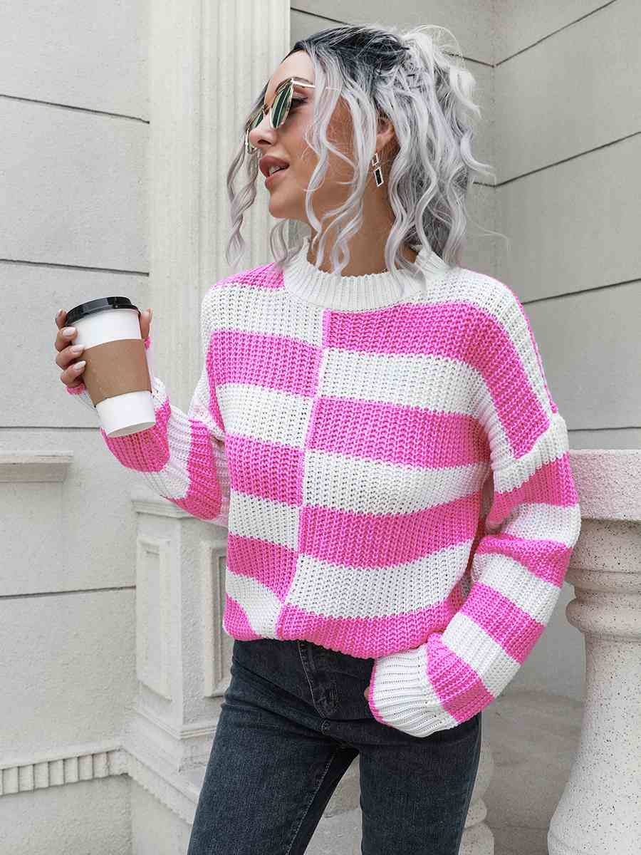 Two-Tone Dropped Shoulder Sweater