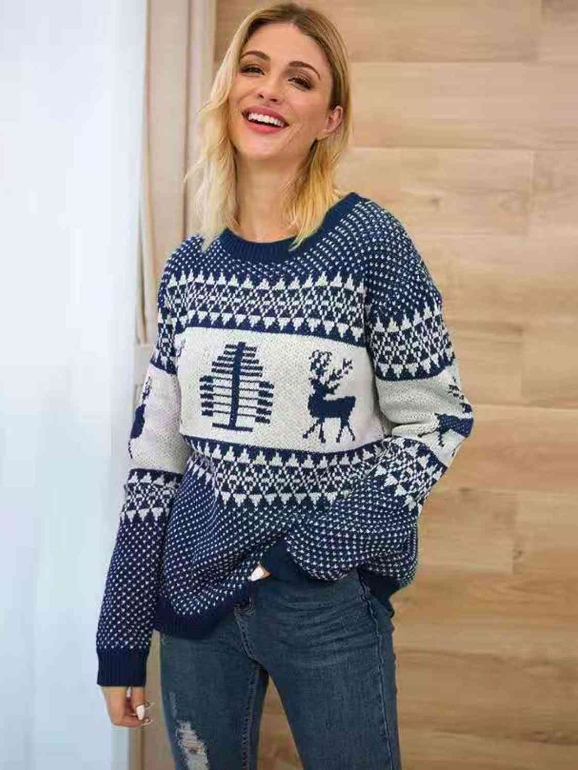 Reindeer Round Neck Sweater