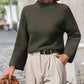 Mock Neck Dropped Shoulder Pullover Sweater