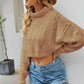 Cable-Knit Turtleneck Cropped Knit Pullover - Deals DejaVu