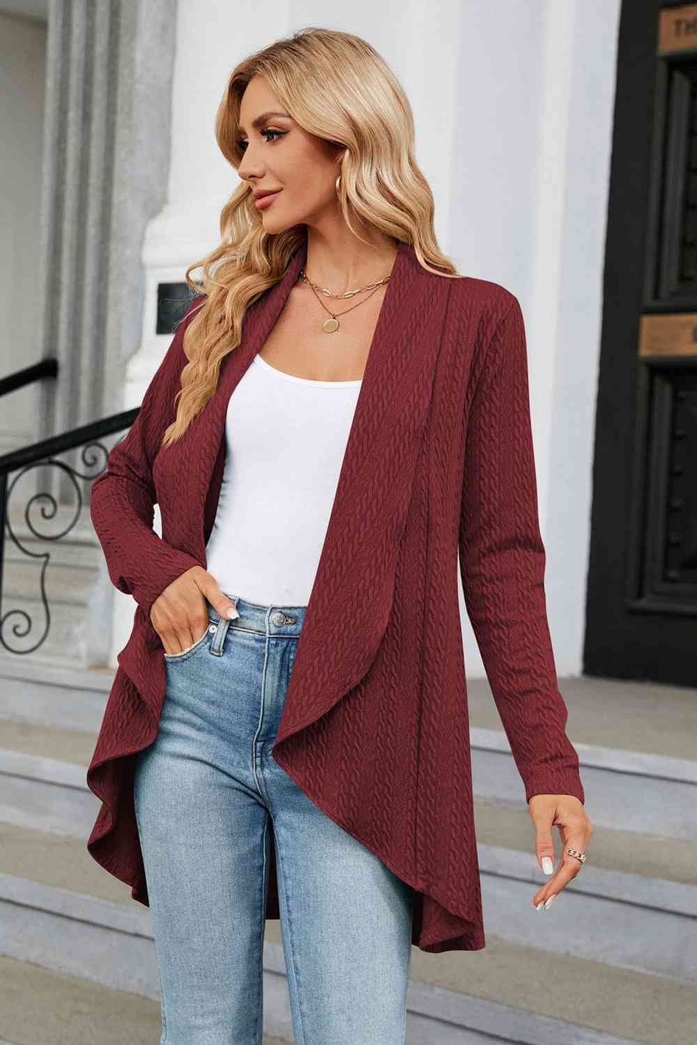 Open Front Long Sleeve Cardigan - Deals DejaVu