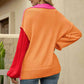 Color Block Round Neck Dropped Shoulder Sweater