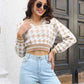 Houndstooth Johnny Collar Cropped Sweater