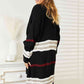 Double Take Striped Rib-Knit Drop Shoulder Open Front Cardigan