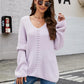 Openwork Dropped Shoulder Long Sleeve Sweater