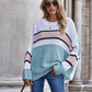 Woven Right Striped Horizontal Ribbing Long Sleeve Tunic Sweater - Deals DejaVu