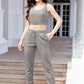 Waffle-Knit Cropped Tank and Drawstring Pants Set