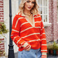 Striped Johnny Collar Sweater - Deals DejaVu