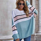 Woven Right Striped Horizontal Ribbing Long Sleeve Tunic Sweater - Deals DejaVu
