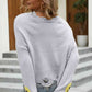 Smiley Face Distressed Round Neck Sweater - Deals DejaVu