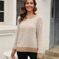 Printed Round Neck Dropped Shoulder Sweater - Deals DejaVu