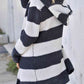 Striped Open Front Hooded Cardigan