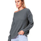 Boat Neck Drop Shoulder Long Sleeve Sweater