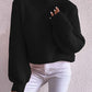 Openwork Mock Neck Long Sleeve Sweater - Deals DejaVu