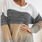 Striped Round Neck Long Sleeve Sweater - Deals DejaVu