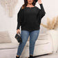 Full Size Boat Neck Batwing Sleeve Sweater