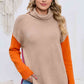 Turtle Neck Dropped Shoulder Slit Sweater