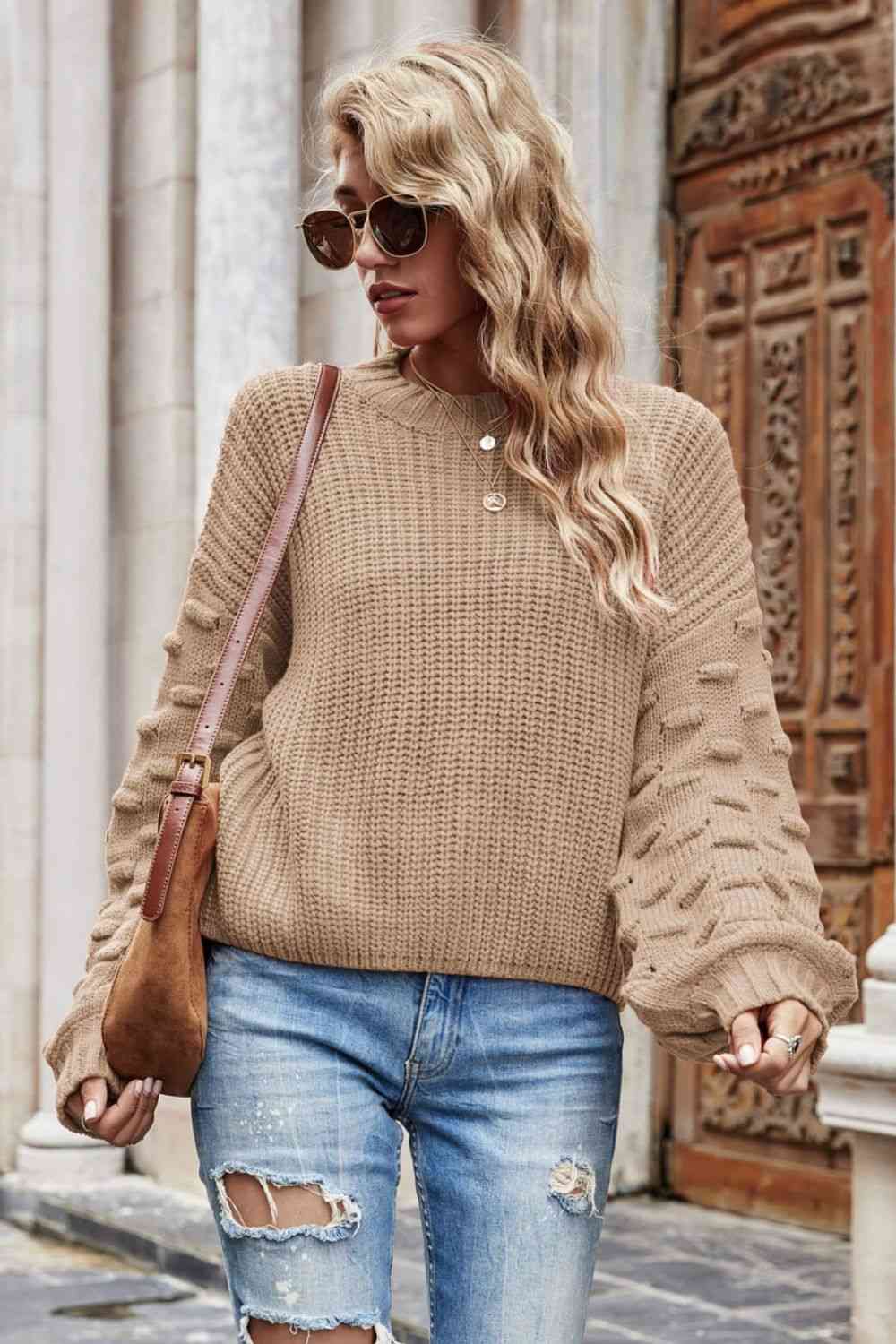 Weekend Style Rib-Knit Dropped Shoulder Sweater - Deals DejaVu