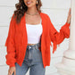 Double Take Fringe Trim Open Front Cardigan