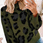 Leopard Mock Neck Dropped Shoulder Sweater