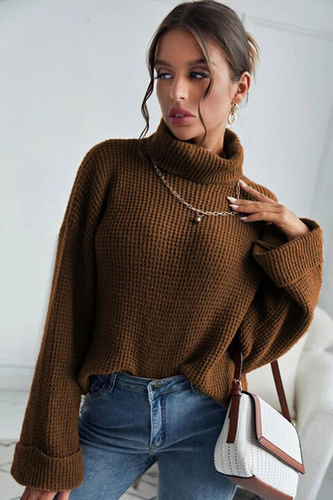 Turtleneck Long Sleeve Sweater - Deals DejaVu