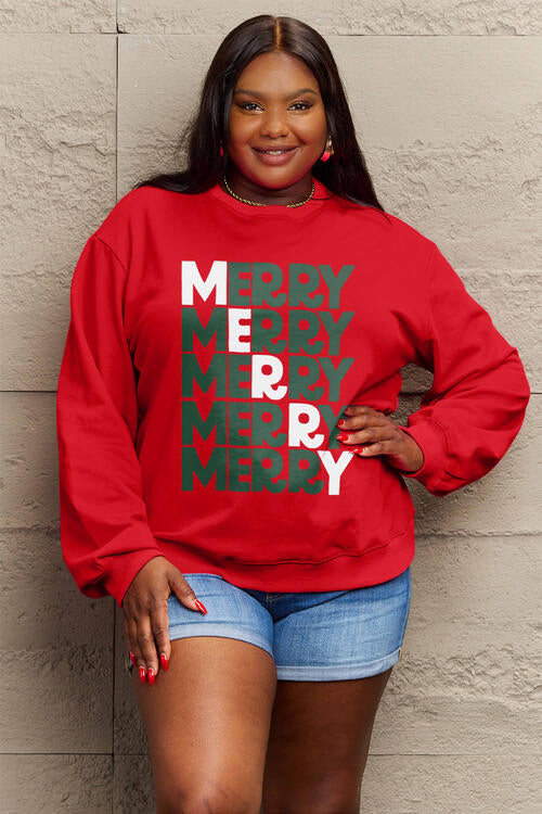 Simply Love Full Size MERRY Long Sleeve Sweatshirt