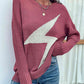 Lightning Graphic Distressed Sweater
